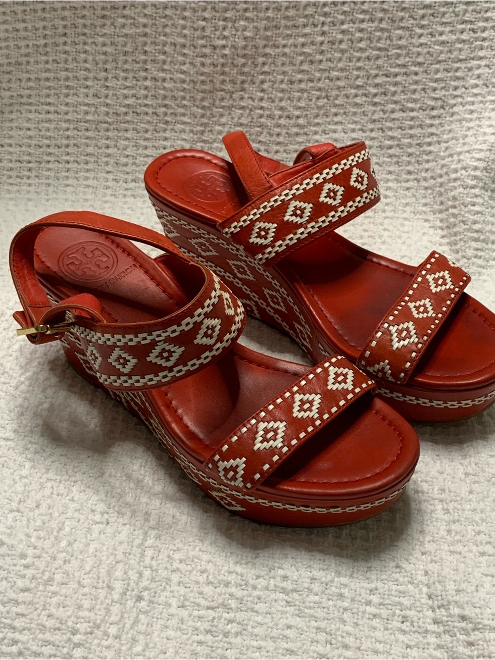 Tory Burch Reena Leather Platform Wedge Sandals